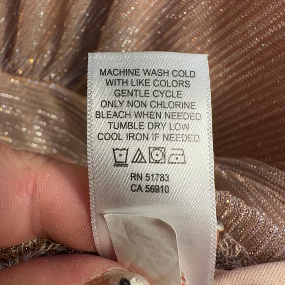 Faux Wrap Shimmer Peplum Blouse Womens 1X Rose Gold Glitter Top Dressy Holiday - Picture 11 of 12